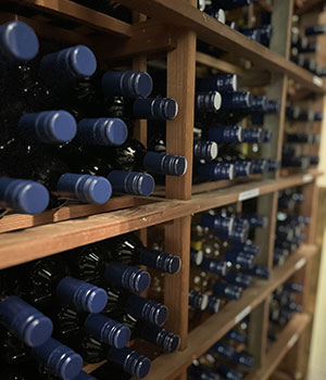 racks of wine bottles